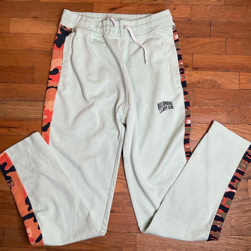 Billionaire Boys Club Sweatpants, size XXL, light mint w/orange camouflage, GUC